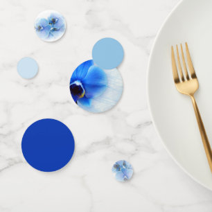 Modern Blue Orchid Floral Wedding Reception Table  Confetti