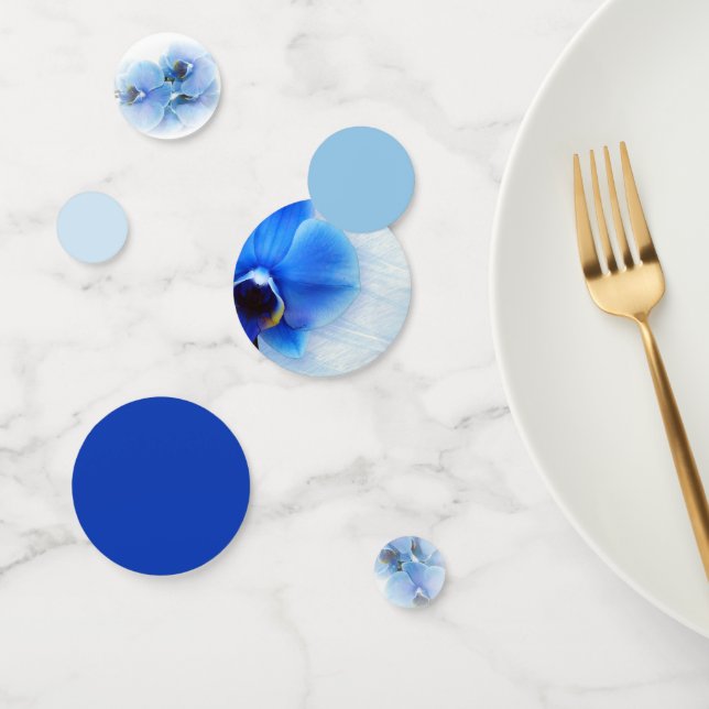 Modern Blue Orchid Floral Wedding Reception Table  Confetti (Group)