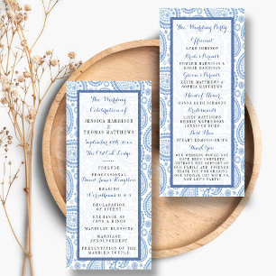 Modern Blue Paisley Wedding Program