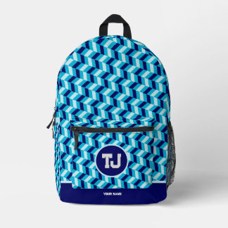 Modern Blue Pattern Back to School  Printed Backpack