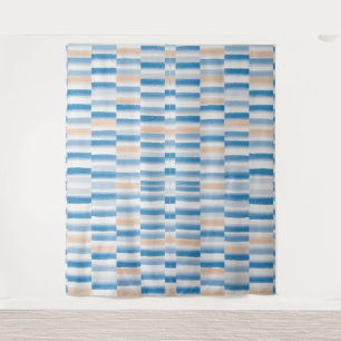 Modern Blue Peach Watercolor Striped Tapestry