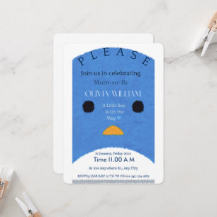 Modern Blue Penguin Baby Shower Invitation Whims