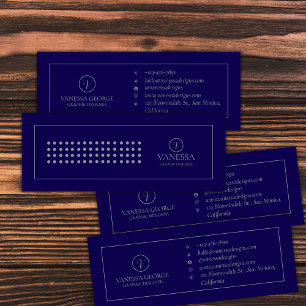 Modern Blue Personalized Monogram Professional Mini Business Card