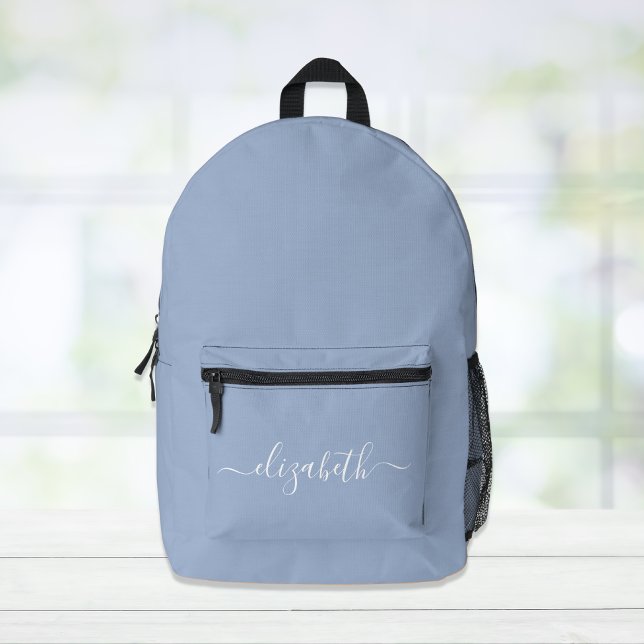 Modern Blue Personalized Script Printed Backpack (Creator Uploaded)
