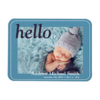 Modern Blue Photo Birth Announcement