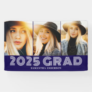 Modern Blue Photo Collage 2025 Graduation Banner
