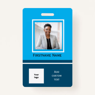 Modern blue photo employee badge ID employee card