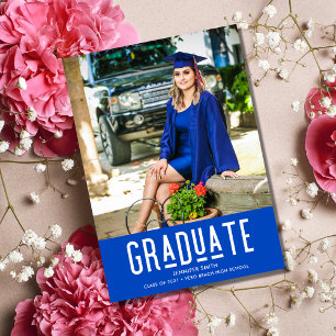 Modern Blue Photo Girl's Graduation Party  Announcement