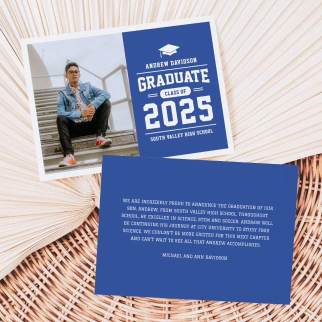 Modern Blue Photo Graduation Announcement (Creator Uploaded)