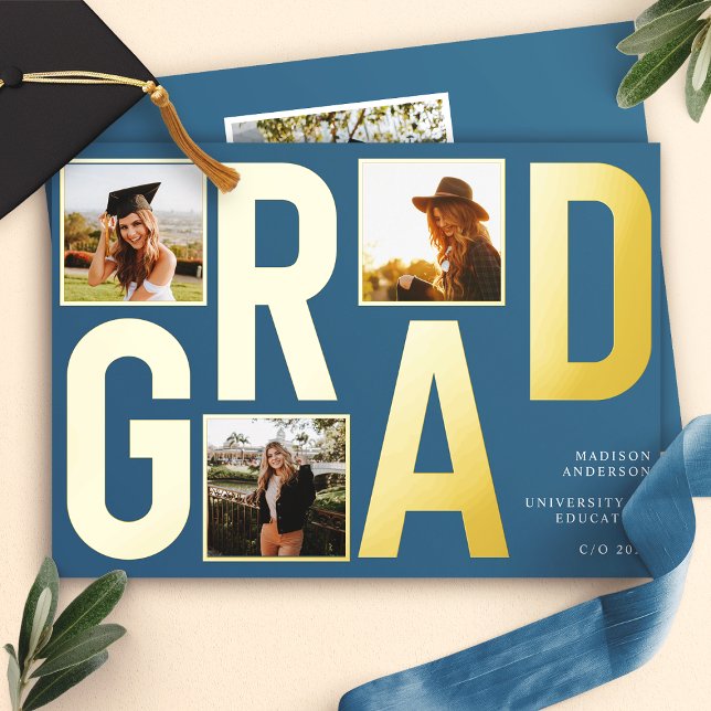 Modern Blue Photo Graduation Announcement (Creator Uploaded)