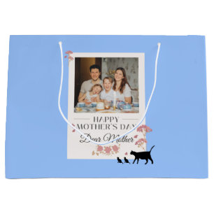 Modern Blue Photo Mother's Day Large Gift Bag