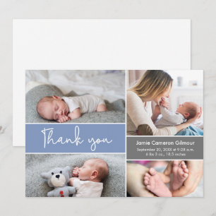 Modern blue Photos Baby Shower Thank you