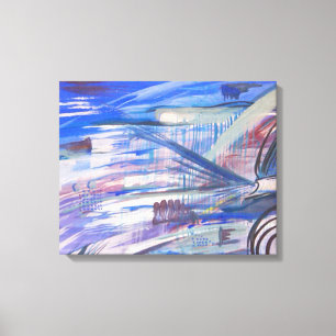 Modern Blue Pink and Grey Abstract Art Canvas Print