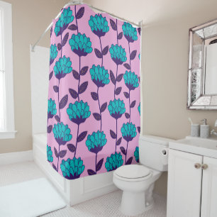 Modern Blue Pink flowers pattern