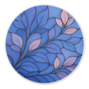 Modern Blue Pink Leaf Ceramic Pull
