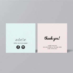 Modern Blue Pink Social Media Follow Me Square Business Card