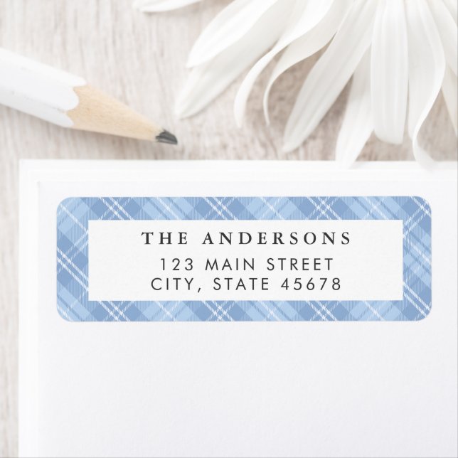 Modern Blue Plaid Return Address (Insitu)