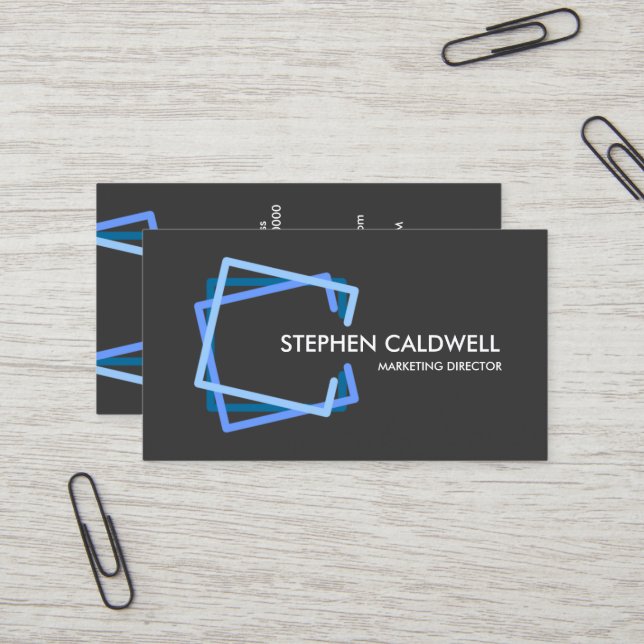 Modern Blue Professional Business Card (Front/Back In Situ)
