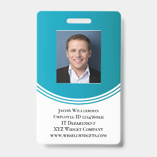 Modern Blue Professional Business Employee Photo Badge