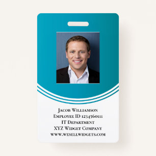 Modern Blue Professional Business Employee Photo Badge