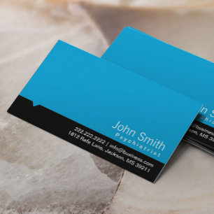 Modern Blue Psychiatrist Business Card