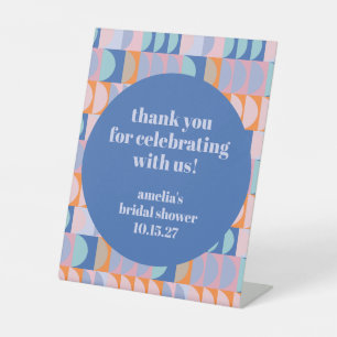 Modern Blue Purple Custom Bridal Shower Thank You Pedestal Sign