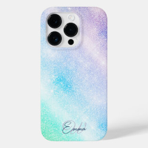Modern Blue Purple Glitter Ombre Glam Design Case-Mate iPhone 14 Pro Case