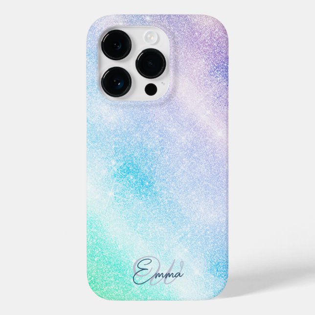 Modern Blue Purple Glitter Ombre Glam Design Case-Mate iPhone Case (Back)