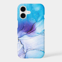 Modern Blue Purple Gold Marble Alcohol Ink