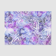 Modern blue purple hand drawn floral boho