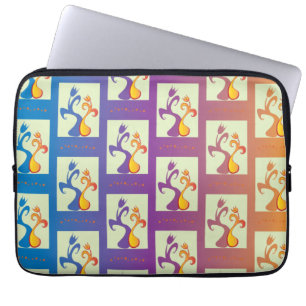 Modern Blue, purple, orange Tulip Couple Floral Laptop Sleeve