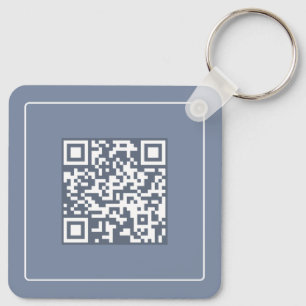 Modern  Blue  QR Code Business  Promotional  Keychain