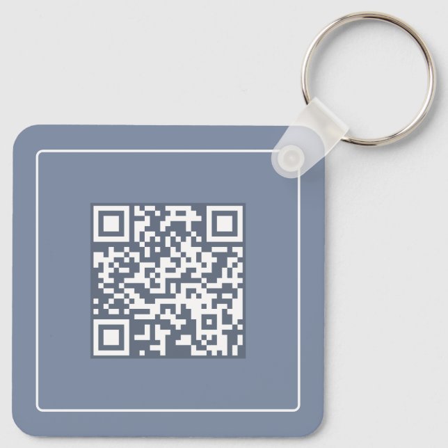 Modern  Blue  QR Code Business  Promotional  Keychain (Back)