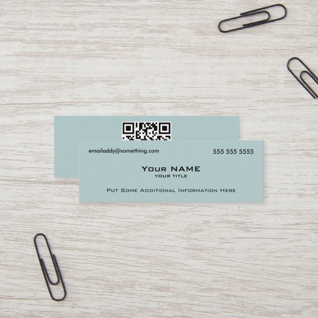 Modern Blue QR Code Mini Business Card (Front/Back In Situ)