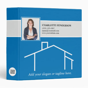 Modern Blue Real Estate Custom Logo Photo Template Binder