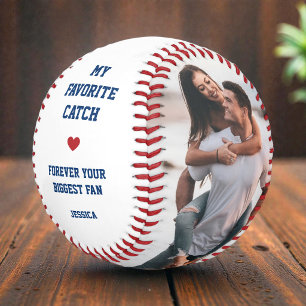 Modern Blue Red Couple Anniversary 2 Photo Collage Baseball