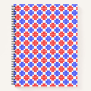 Modern Blue Red Dotted Diamonds on White Notebook