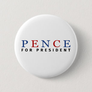 Modern Blue Red Mike Pence for President 2 Inch Round Button