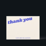 Modern Blue Retro Baby Shower Personalized Name Thank You Card<br><div class="desc">This thank you note card features bold, playful lettering in bright blue with a modern retro feel, paired with a soft neutral background for an easy, elevated look. The simple layout leaves plenty of space inside for a personal handwritten message. A thoughtful choice for baby showers, birthdays, or any celebration...</div>