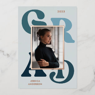 Modern Blue Retro Typography Photo 2022 Graduation