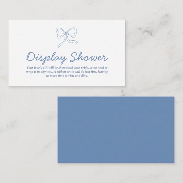 Modern Blue Ribbon Display Shower Enclosure Card (Front/Back)