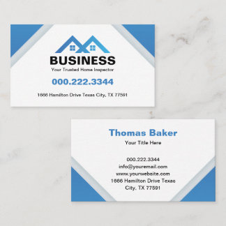 Modern Blue Roof House Logo Real Estate Business Card