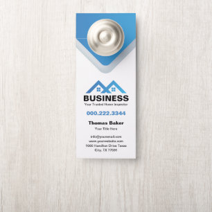 Modern Blue Roof House Logo Real Estate Door Hanger
