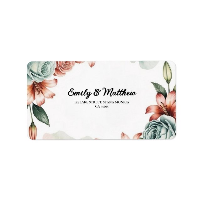 Modern Blue Rose Designer Return Address Labels (Front)