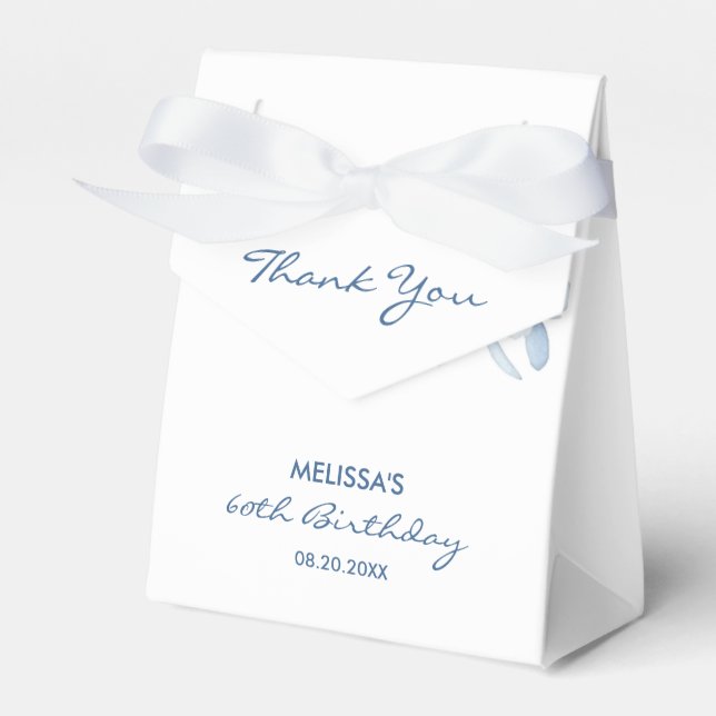 Modern Blue Roses Floral Greenery Birthday  Favor Box (Front Side)