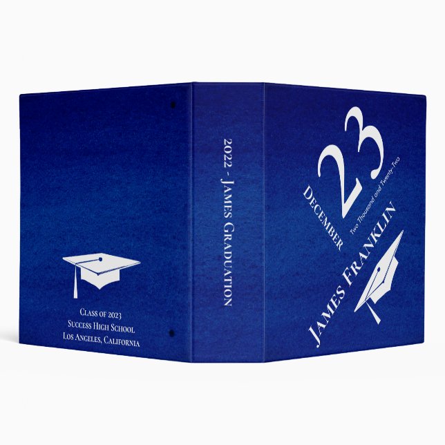 Modern Blue School Keepsake Senior Year Graduation Binder (Background)