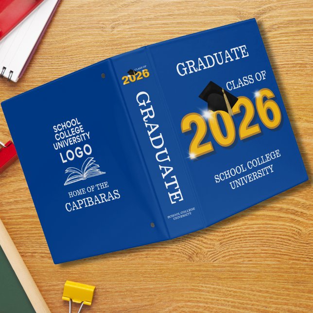 Modern Blue School Logo Graduate Keepsake Binder (Creator Uploaded)