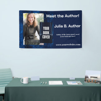 Modern Blue Sci Fi Author Book Signing Banner