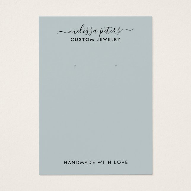 Modern Blue Script Jewellery Earring Display Card (Front)