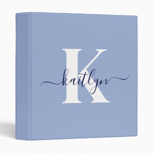 Modern Blue Script Monogram Binder